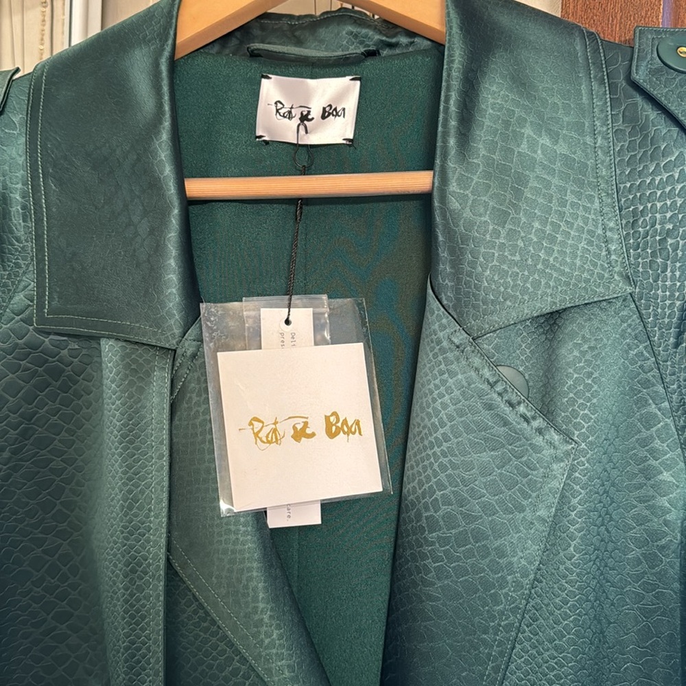 🐍 NWT Women’s Rat & Boa Green Franca Mac Trench Coat Dress 🐍 - Picture 5 of 10